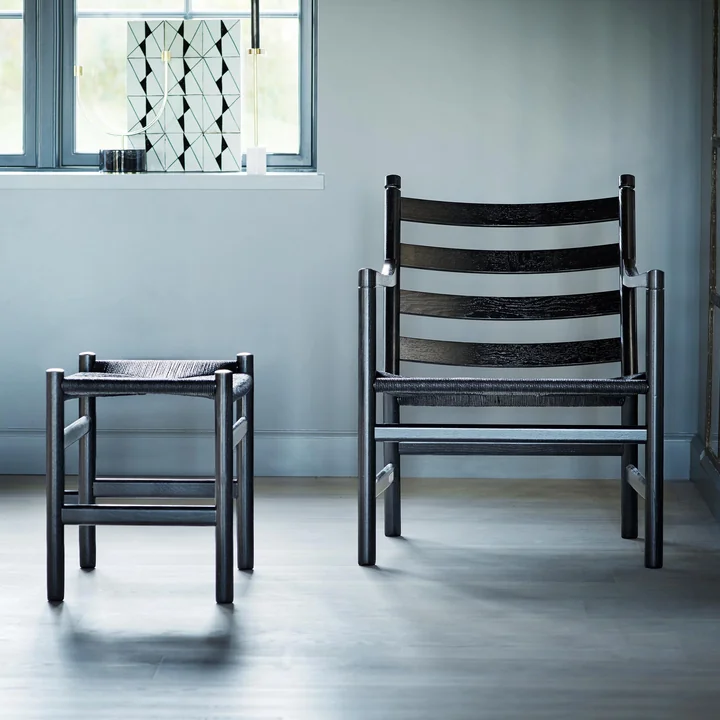 The Carl Hansen - CH53 stool in soaped oak with natural wickerwork