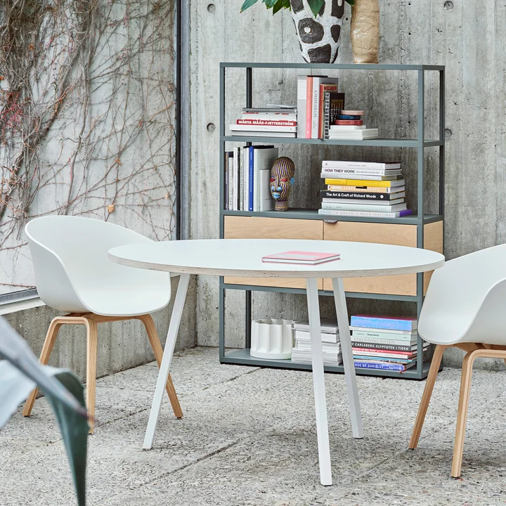 About A Chair AAC 22 with Loop Stand table in round from HAY
