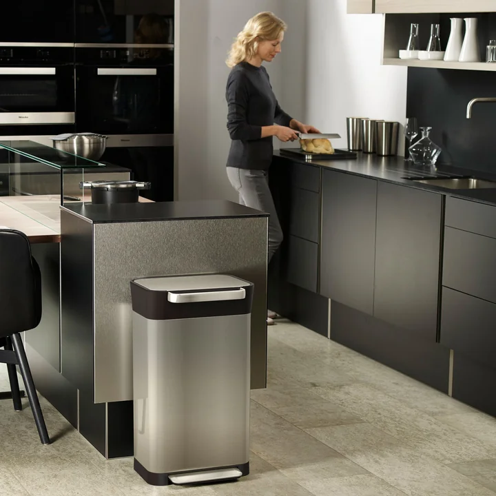 Elegant stainless steel waste garbage can for the kitchen