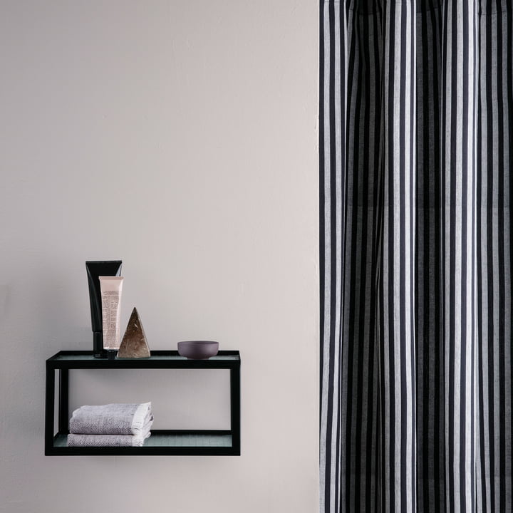 Haze wall shelf and Chambray Shower curtain from ferm Living