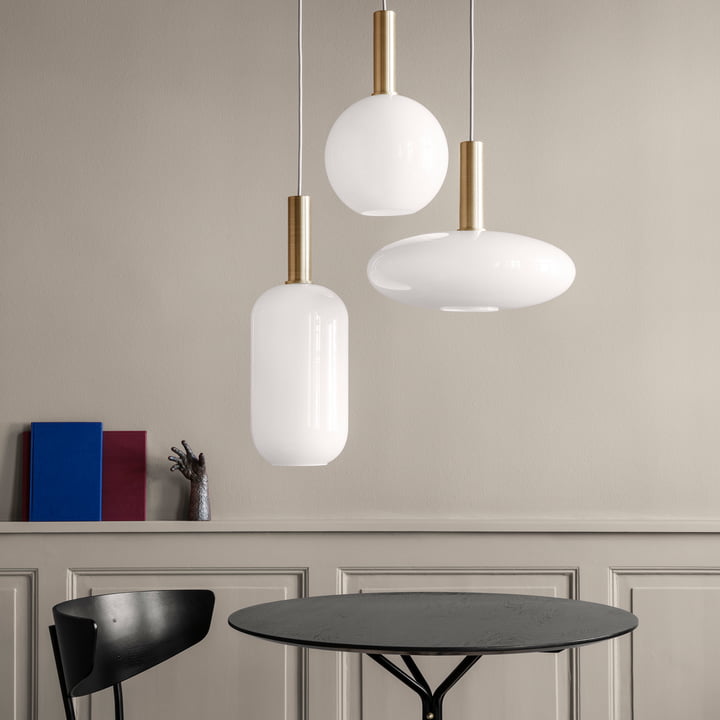 The ferm Living - Opal Lampshade Sphere, Ellipse, and Tall Combined.