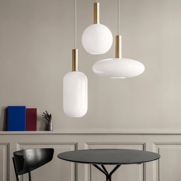 The Ferm Living - Opal Lampshade Sphere, Ellipse, and Tall Combined.