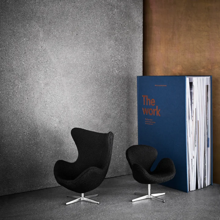 The Fritz Hansen - Miniature Egg Chair and Swan Chair on a Shelf