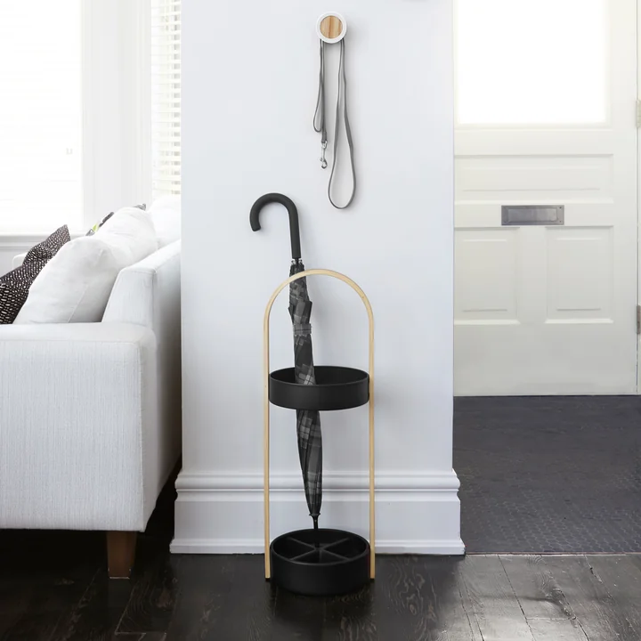 The Umbra - Bellwood umbrella stand, black / natural placed in the hallway