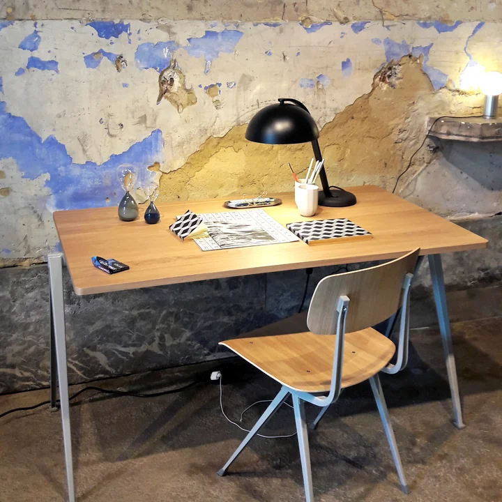 Retro flair with the Result chair and the Pyramid table from HAY