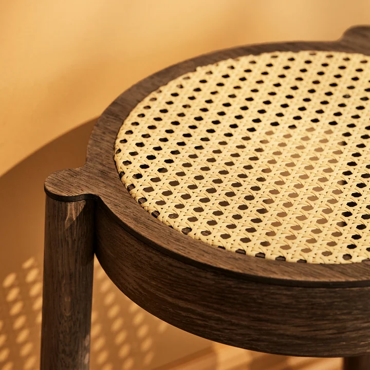 The Northern - Pal stacking stool, wickerwork / smoked oak