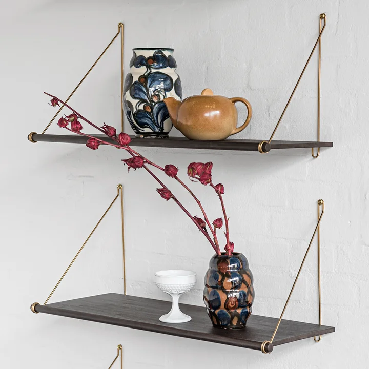 Loop Shelf by We Do Wood in Dark Bamboo / Brass
