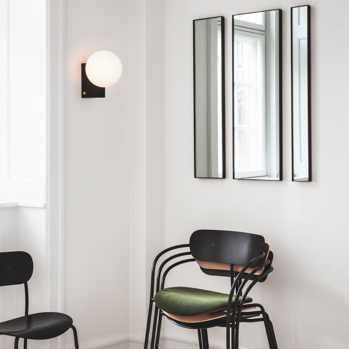 Amore wall mirror, Journey table and wall lamp, Pavilion arm chair and Pavilion chair by & Tradition