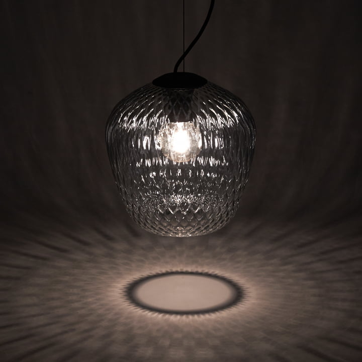 Blown SW3 pendant light from & Tradition in silver / cable black