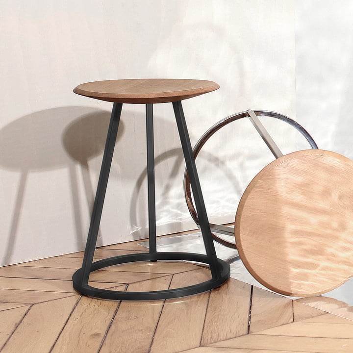 Hartô - Petit Gustave Stool, walnut / anthracite grey (RAL 7016)