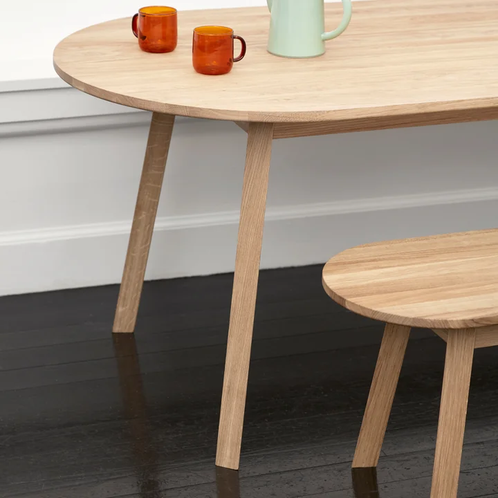 Triangle Leg Dining Table and Bench by HAY