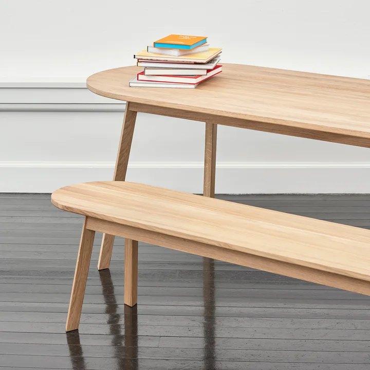 Triangle Leg Dining Table and Bench by HAY