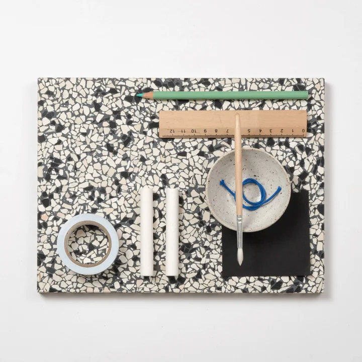 The OK Design - Confetti cutting and serving board Large, black & ivory