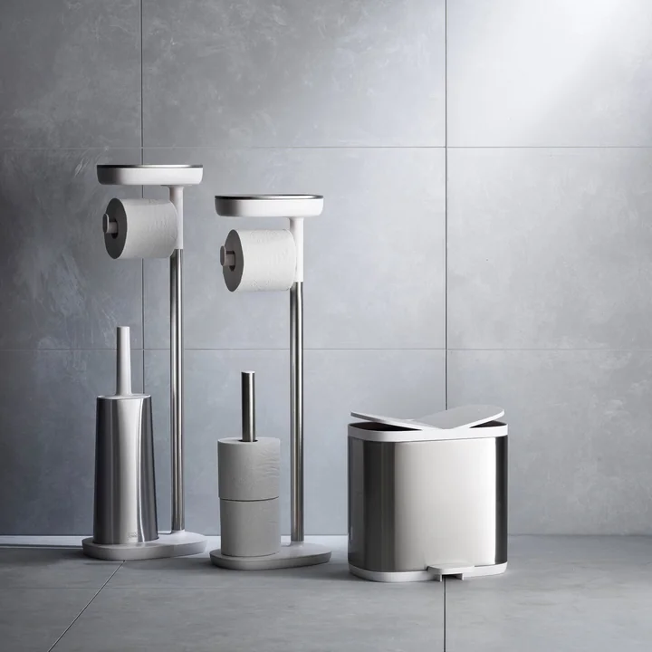 Joseph Joseph Joseph - Split Steel 6 Recycling Bin and EasyStore Plus Toilet Paper Holder with Flex Steel Toilet Brush