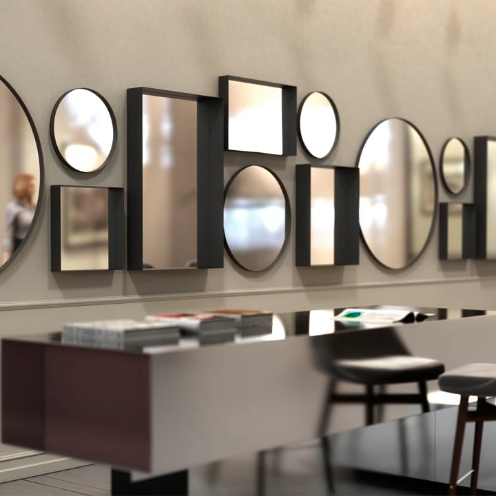 Round Unu Wall mirror with frame from Frost in combination