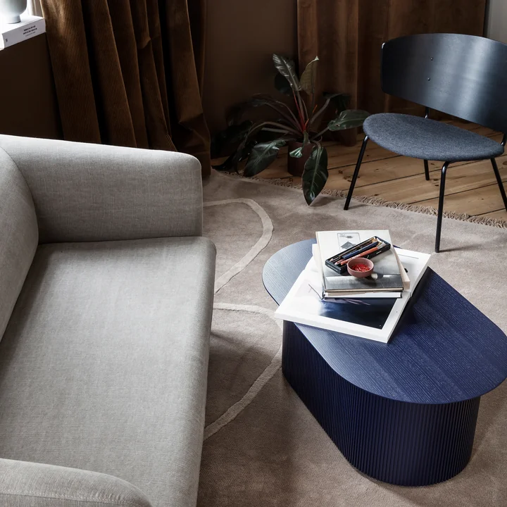 Desert carpet and Podia coffee table from Ferm Living