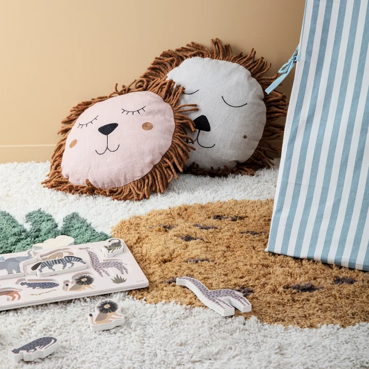 Safari Cushion Lion and Safari Puzzle by Ferm Living