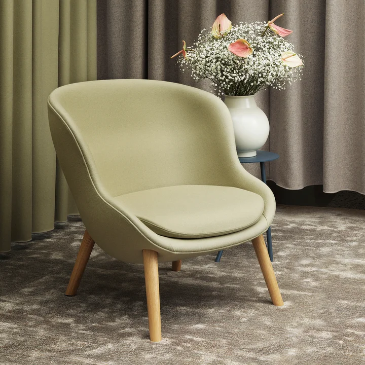 Hyg Lounge Chair Low by Normann Copenhagen - oak / green (Synergy LDS23)