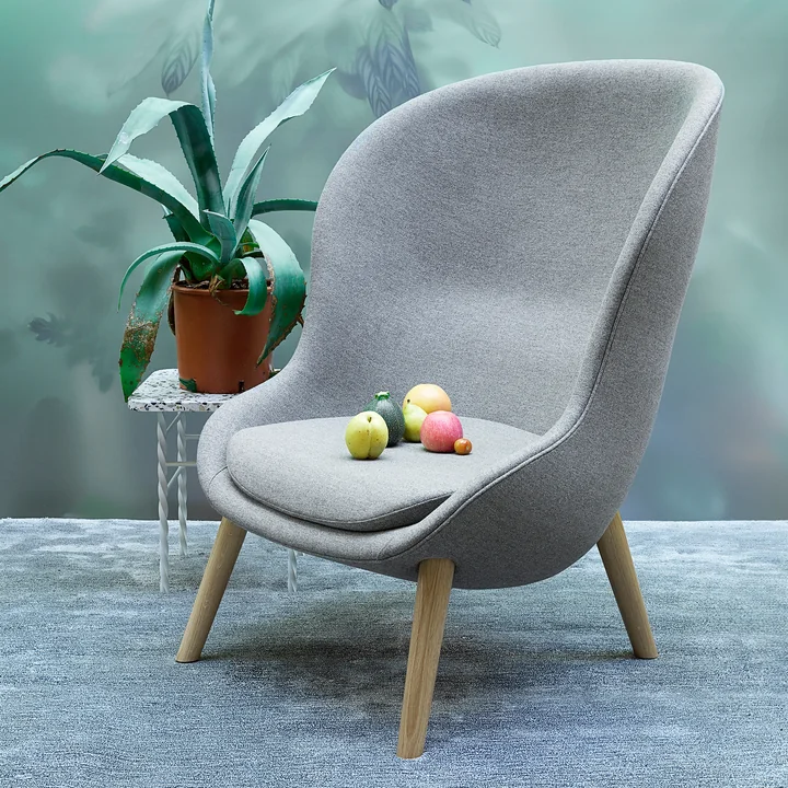 Hyg Lounge Chair High by Normann Copenhagen - oak / grey (Flax MLF26)