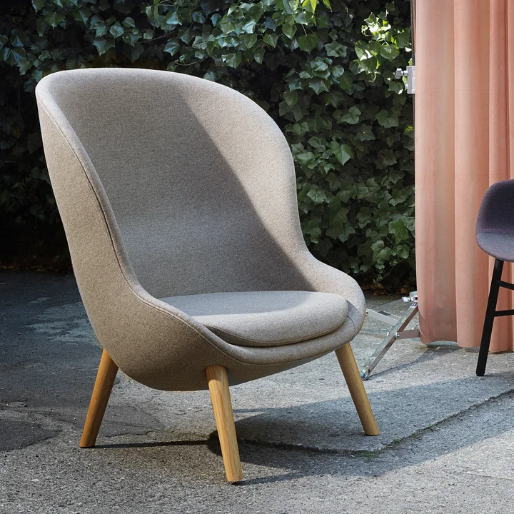 Hyg Lounge Chair High by Normann Copenhagen - oak / grey (Flax MLF26)