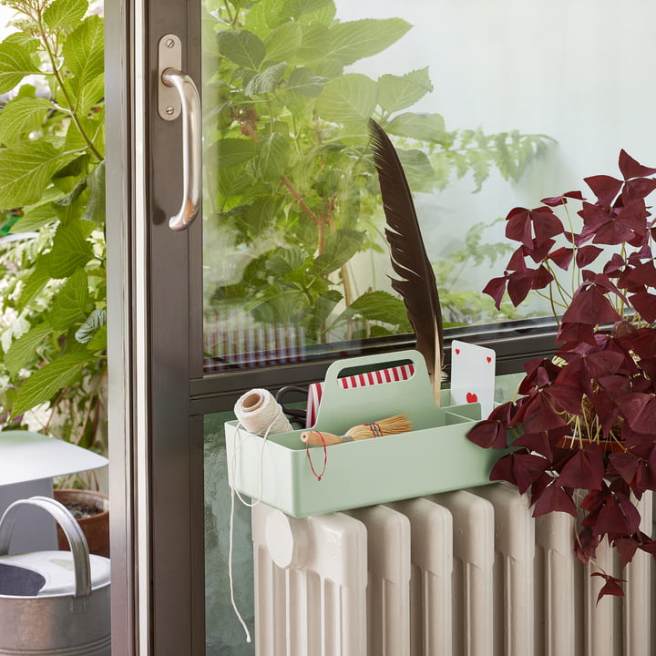 Storage Toolbox from Vitra in mint on the windowsill