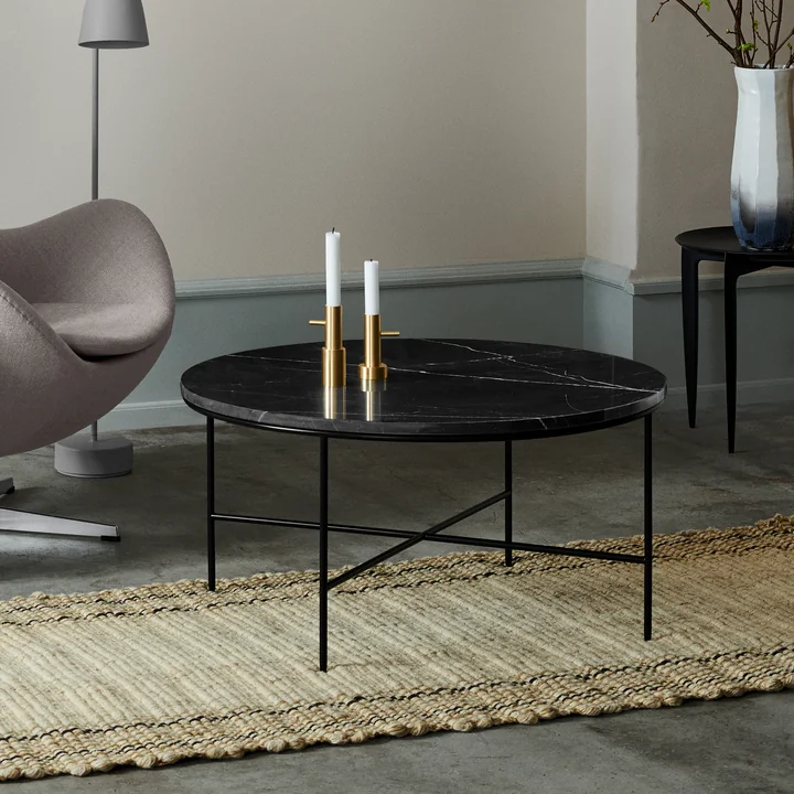 Planner Coffee table from Fritz Hansen - Ø 80 x H 40 cm, marble top graphite gray