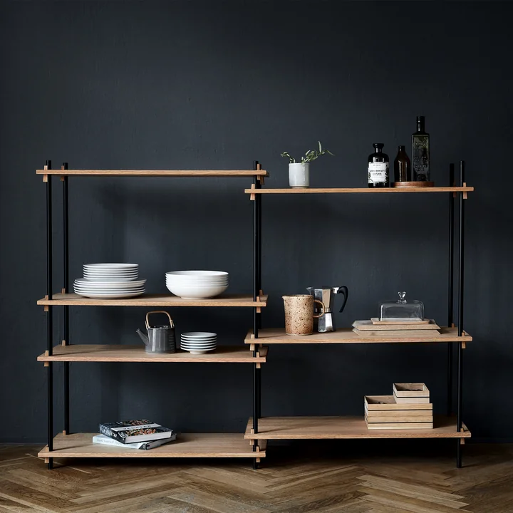 Shelving System from Moebe - Medium Double, oiled oak