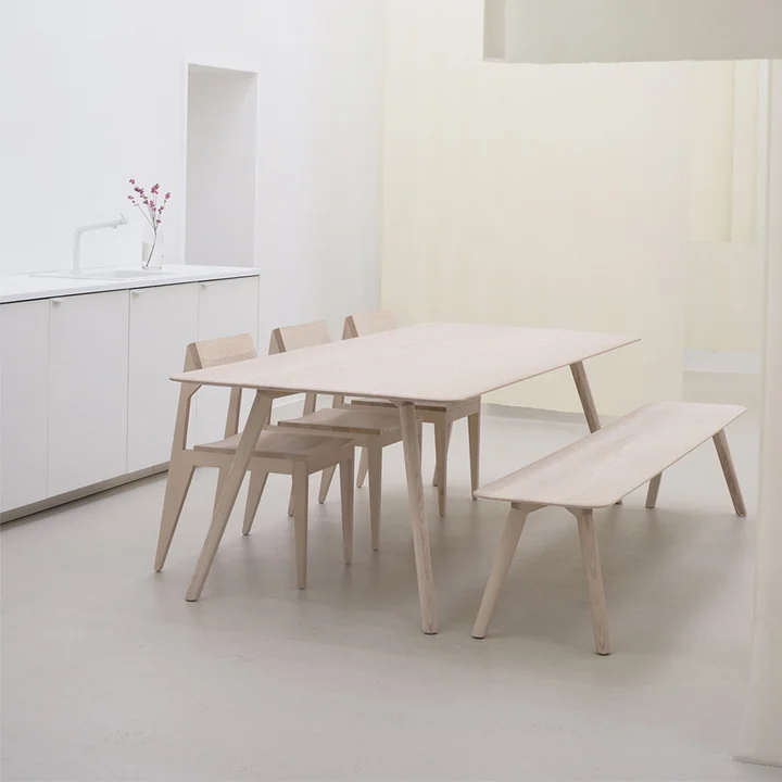 Meyer table, Schulz chair and bench from OUT Objekte unserer Tage in oiled ash