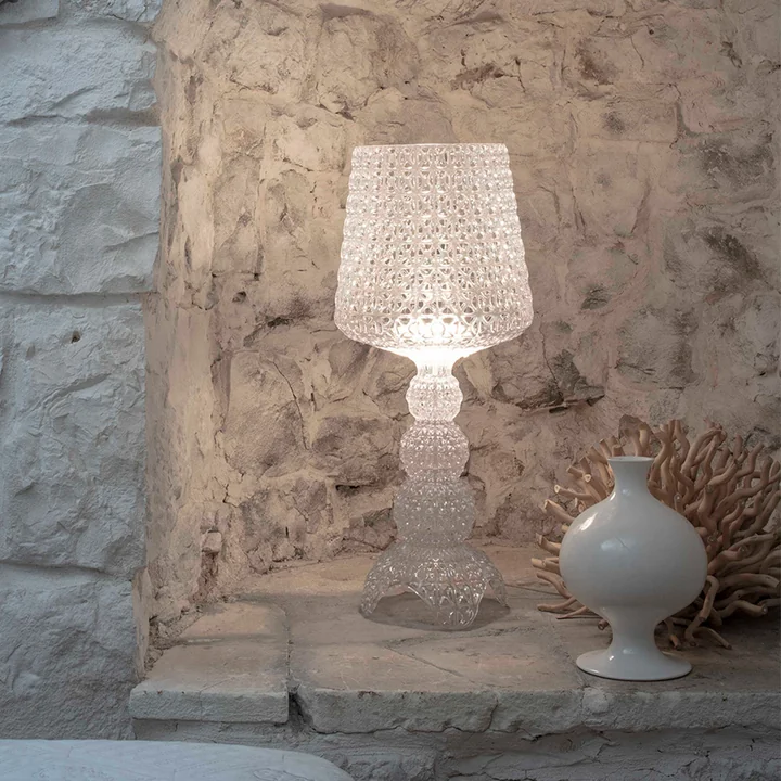Mini Kabuki LED table lamp from Kartell in crystal clear