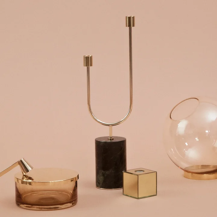 Grasil candleholder in forest / gold by AYTM