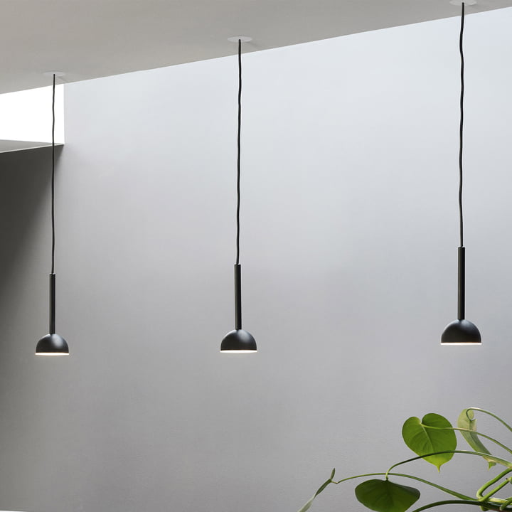 Blush LED pendant lamp from Northern , Ø 9 x H 22 cm in black hung in a row