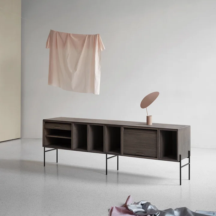 Hifive 200 sideboard in smoked oak with ombre table lamp from Northern
