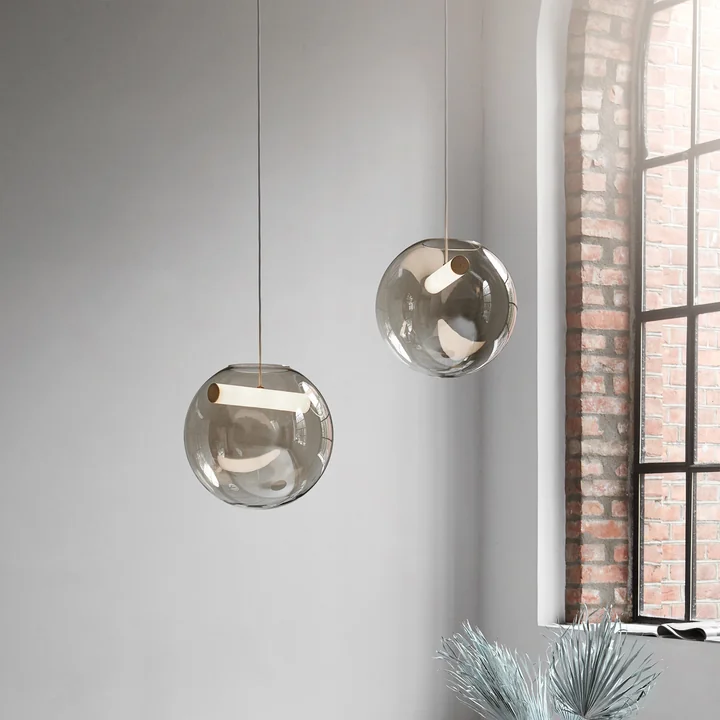 Reveal LED pendant light from Northern in grey suspended to several