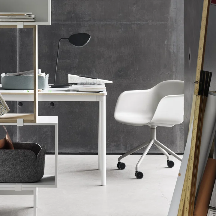 Fiber Armchair Swivel with castors, white by Muuto at your desk