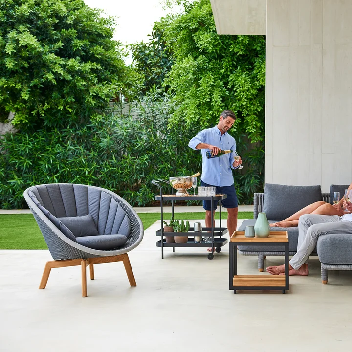 Peacock Lounge chair (5458) from Cane-line in teak / light gray