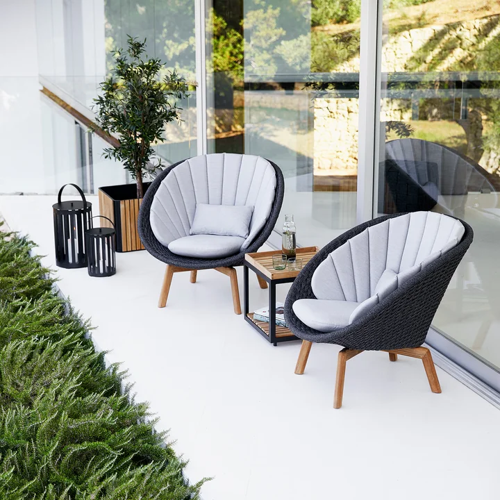 Peacock Lounge chair (5458) from Cane-line in teak / dark gray