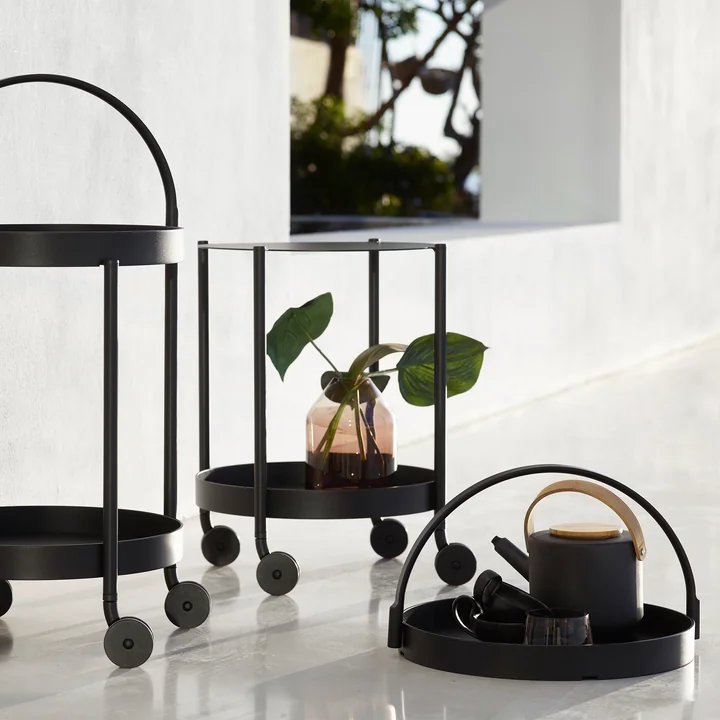 Roll Trolley Ø 44 x H 78 cm from Cane-line in lava grey