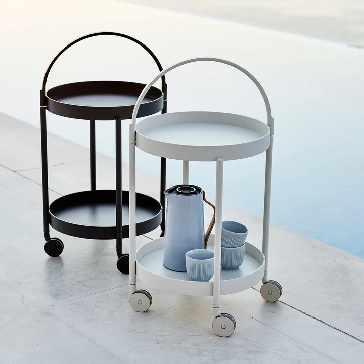 Roll Trolley Ø 44 x H 78 cm from Cane-line in lava grey and white