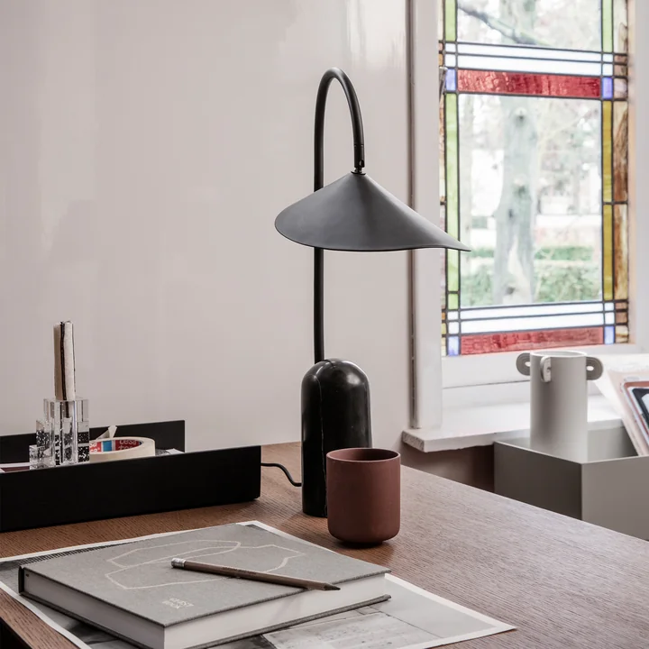 Arum table lamp in black from Ferm Living on your desk 