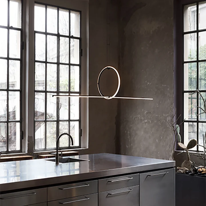 Arrangements LED Pendant lamp, round / medium, matt black (incl. canopy) from Flos in the kitchen