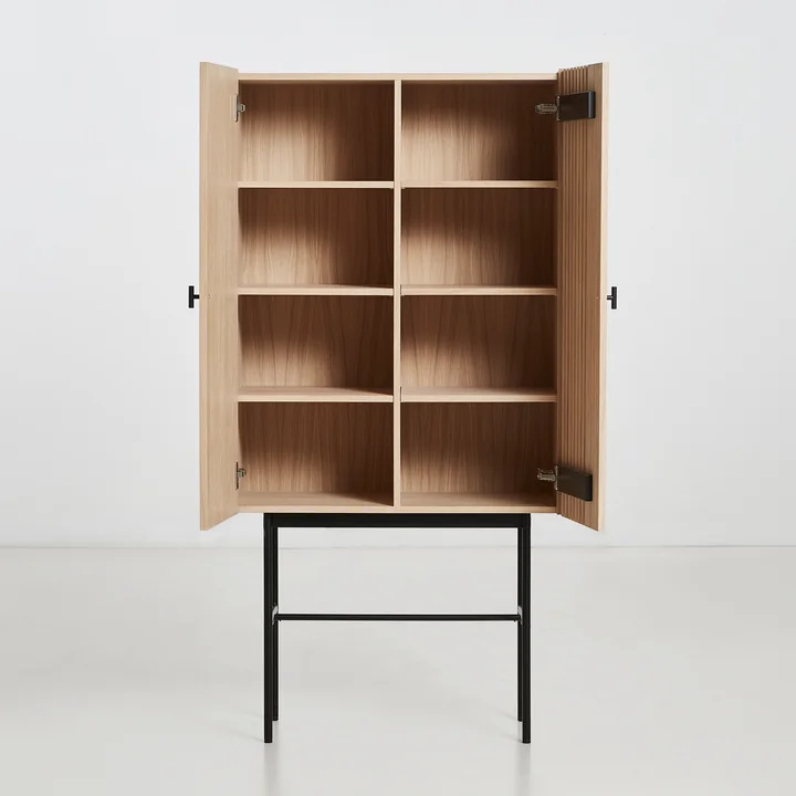 Array Highboard 80 cm in oak from Woud with eight compartments