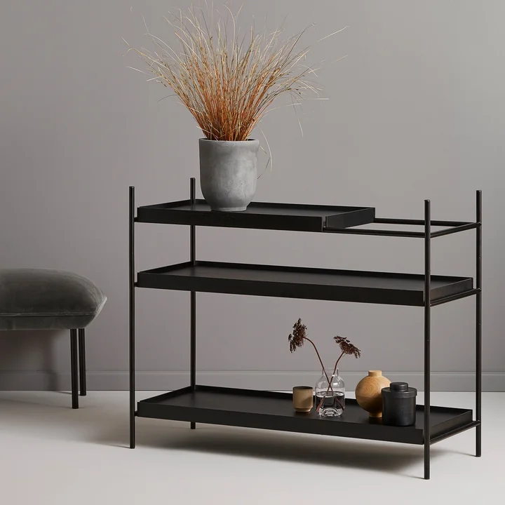 Tray Shelf low from Woud in oak black lacquered / black