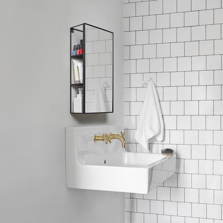 Cubiko mirror shelf in black from Umbra in the bathroom