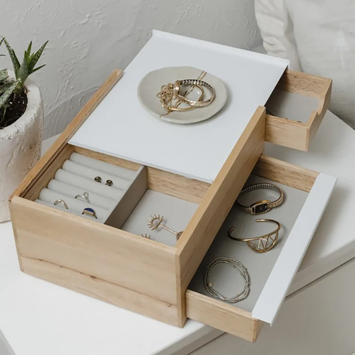 Stowit jewellery box in beech / white from Umbra with jewellery