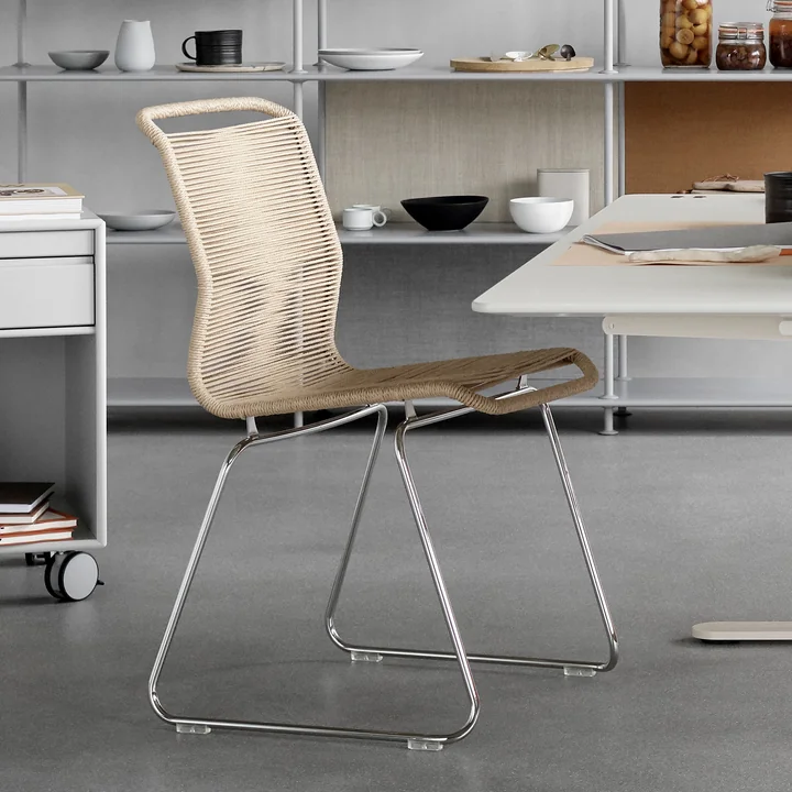 Panton One chair by Montana in paper cord nature / chrome