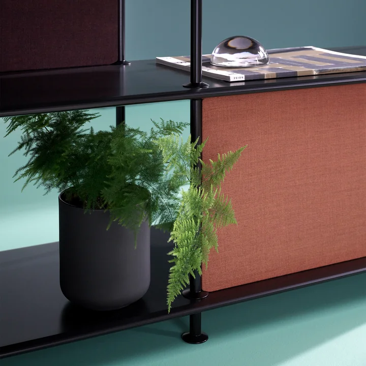 Free shelf module with textile panel from Montana in black