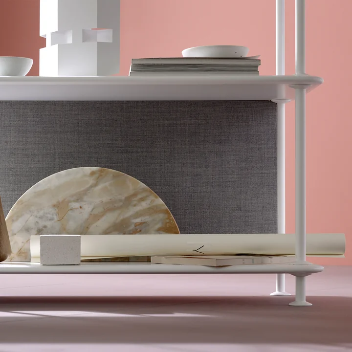 Free shelf module with textile panel from Montana in new white