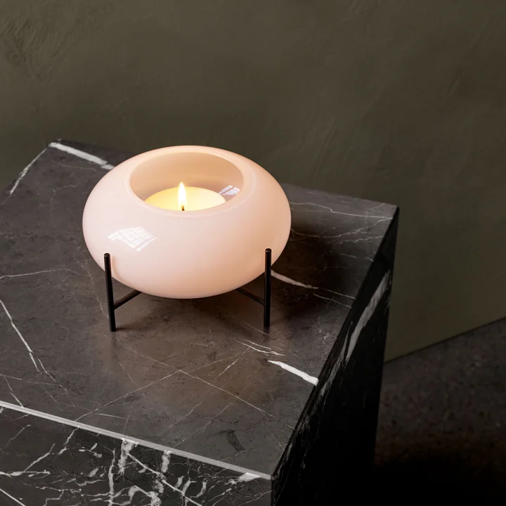 Échasse Hurricane tea light holder from Audo on the side table