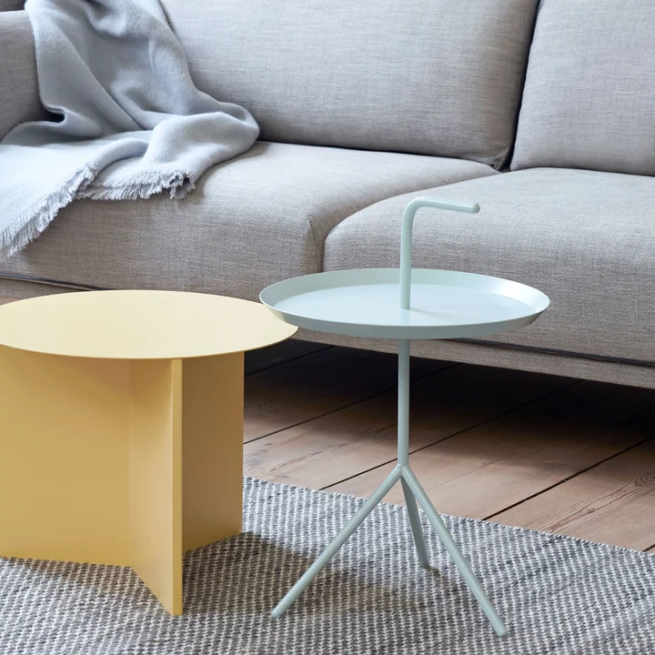 Slit Table Round and DLM side table by HAY