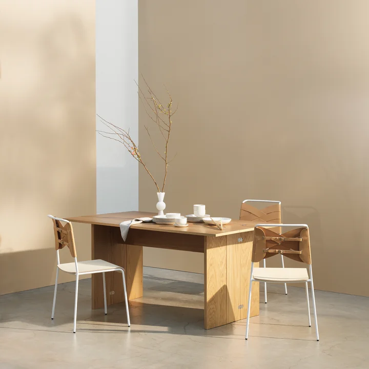 Flip Table, 3-folding in oak from Design House Stockholm as a dining table